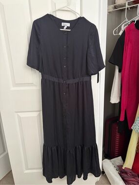 The White Label Navy Button-Front Midi Dress